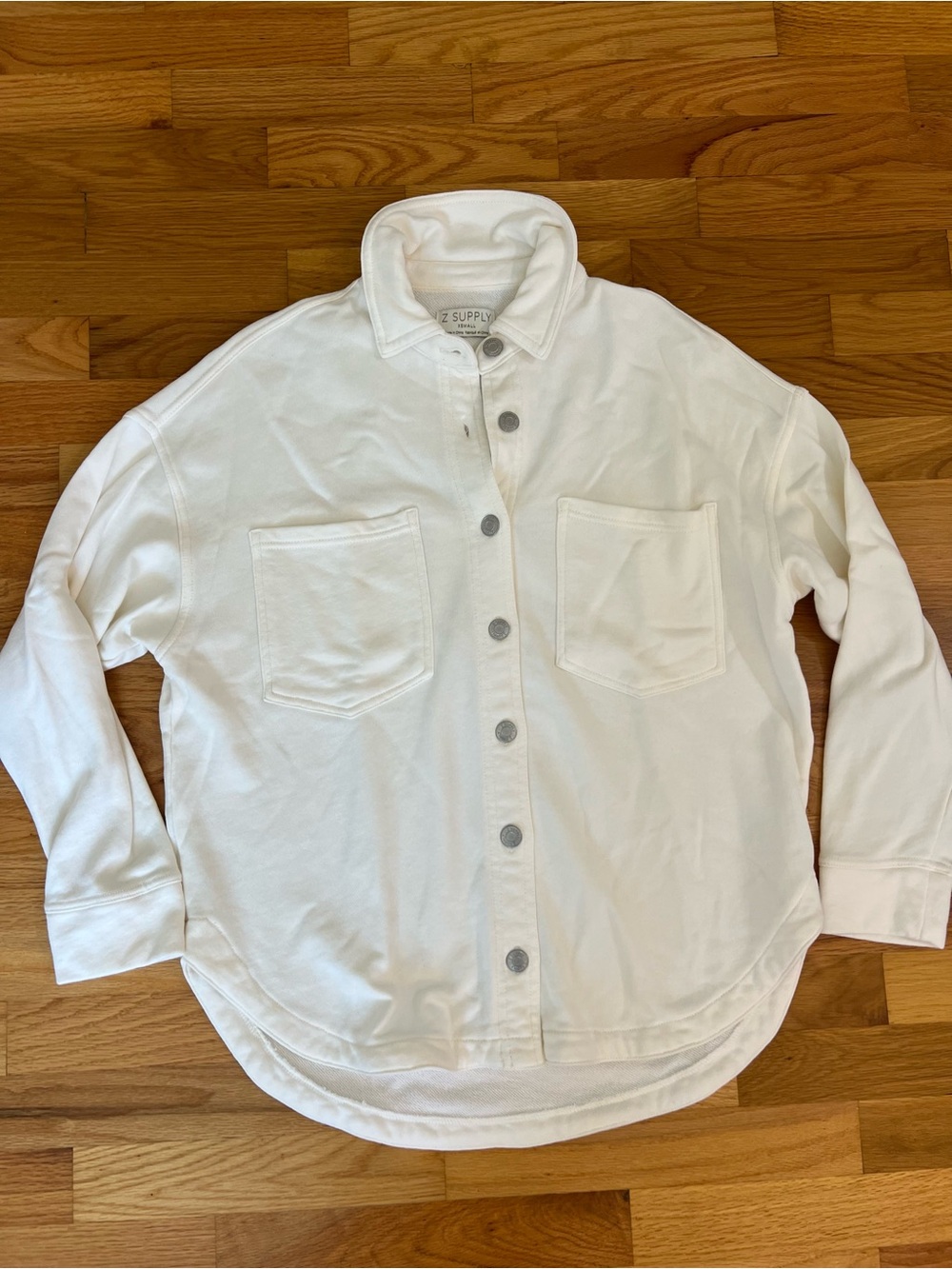 Z Supply White Button-Down Shirt Jacket
